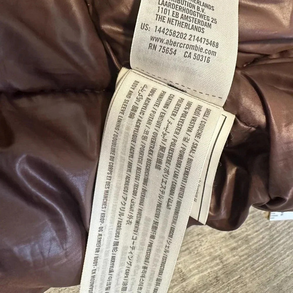 Abercrombie & Fitch Ultra Tech Puffer Coat in Chocolate Brown Size Small - Picture 9 of 10